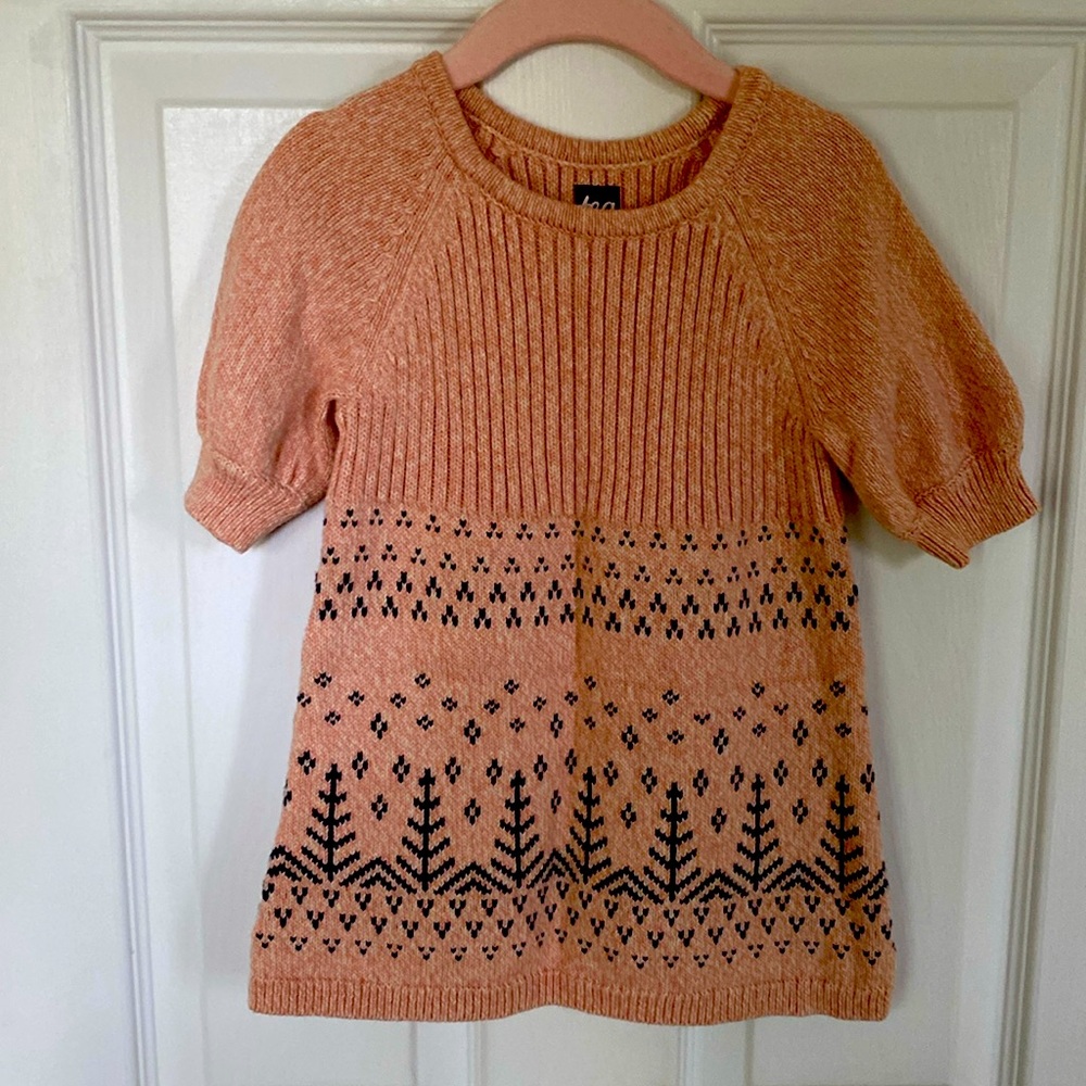 Tea knit cotton dress size 2t color dusty rose and black